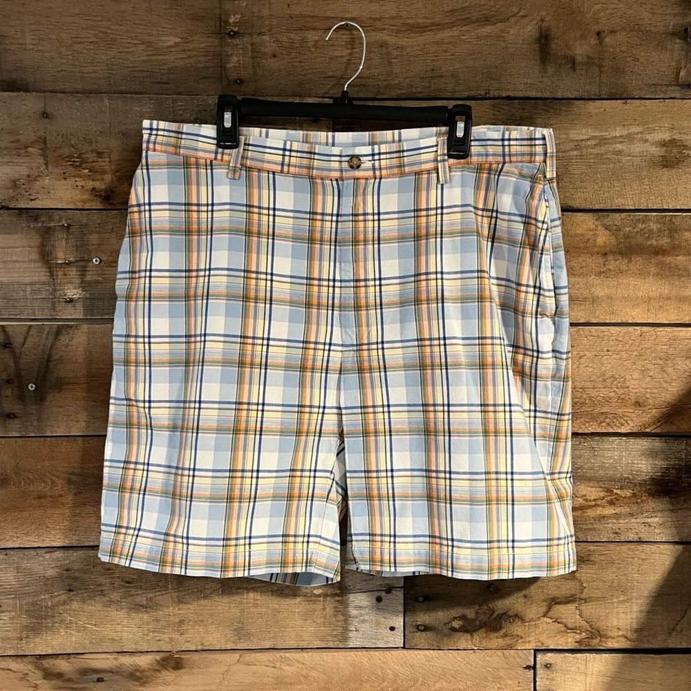 Jos. A. Bank white/blue/orange plaid shorts - 36